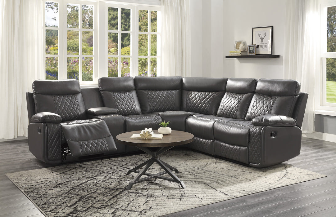 Socorro 3-Piece Reclining Sectional with Left Console in Gray - 9599GRY*SC - FAMSA Furniture (TX)