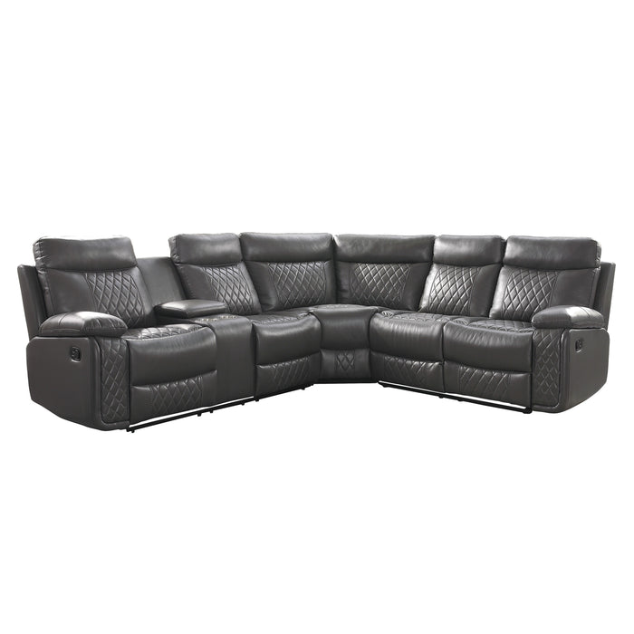 Socorro 3-Piece Reclining Sectional with Left Console in Gray - 9599GRY*SC - FAMSA Furniture (TX)