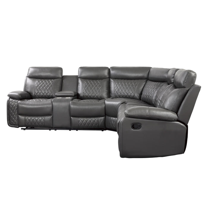 Socorro 3-Piece Reclining Sectional with Left Console in Gray - 9599GRY*SC - FAMSA Furniture (TX)