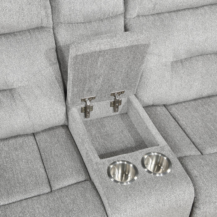 Lyndon Double Reclining Loveseat with Center Console in Gray - 9610GY-2 - FAMSA Furniture (TX)