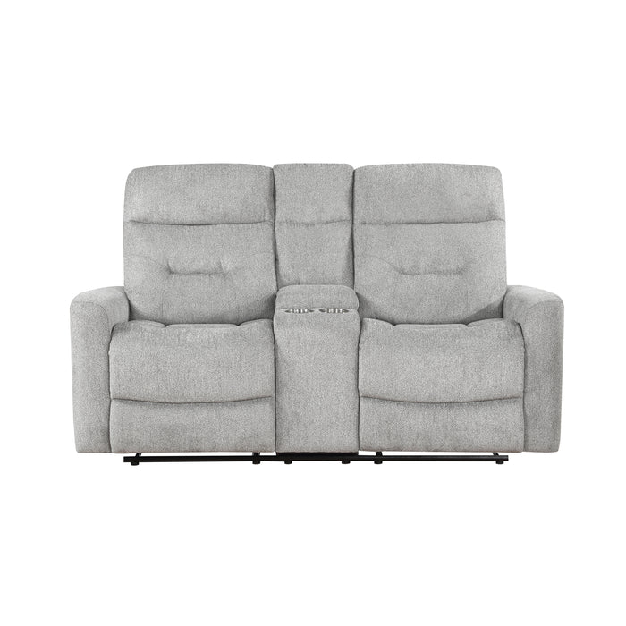 Lyndon Double Reclining Loveseat with Center Console in Gray - 9610GY-2 - FAMSA Furniture (TX)