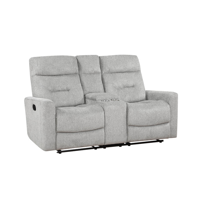 Lyndon Double Reclining Loveseat with Center Console in Gray - 9610GY-2 - FAMSA Furniture (TX)