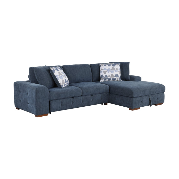 Raife 3-Piece Sectional with Right Chaise and Ottoman in Blue - 9624BU*32LRC - FAMSA Furniture (TX)
