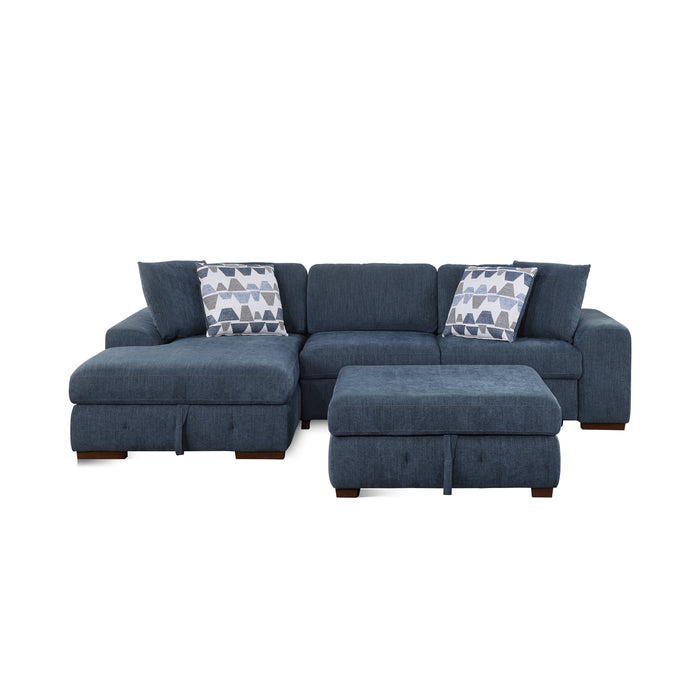 Raife 3-Piece Sectional with Left Chaise and Ottoman in Blue - 9624BU*3LC2R - FAMSA Furniture (TX)