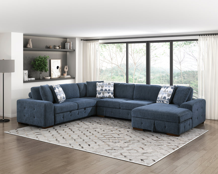 Raife 4-Piece Sectional with Right Chaise in Blue - 9624BU*42LRC - FAMSA Furniture (TX)