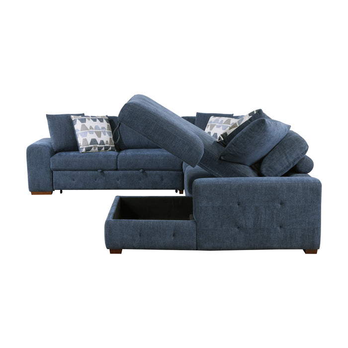 Raife 4-Piece Sectional with Right Chaise in Blue - 9624BU*42LRC - FAMSA Furniture (TX)