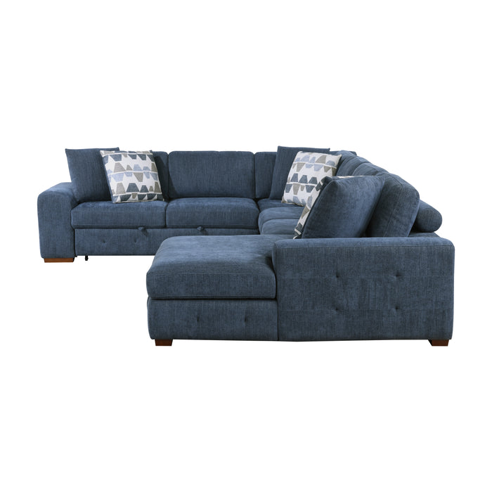 Raife (5)5-Piece Sectional with Right Chaise and Storage Ottoman in Blue - 9624BU*52LRC - FAMSA Furniture (TX)