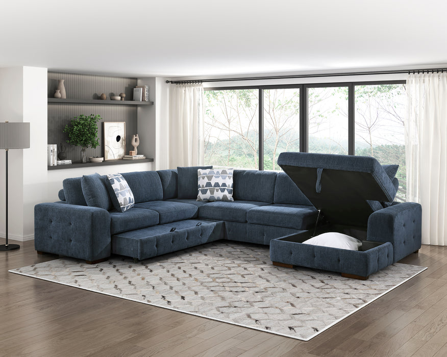 Raife 4-Piece Sectional with Right Chaise in Blue - 9624BU*42LRC - FAMSA Furniture (TX)