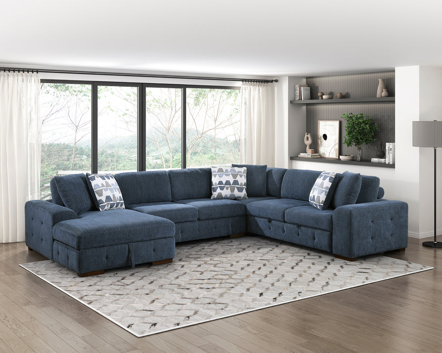 Raife 4-Piece Sectional with Left Chaise in Blue - 9624BU*42RLC - FAMSA Furniture (TX)