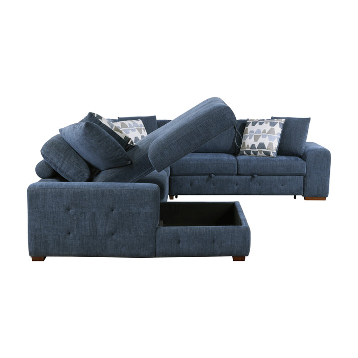 Raife 4-Piece Sectional with Left Chaise in Blue - 9624BU*42RLC - FAMSA Furniture (TX)