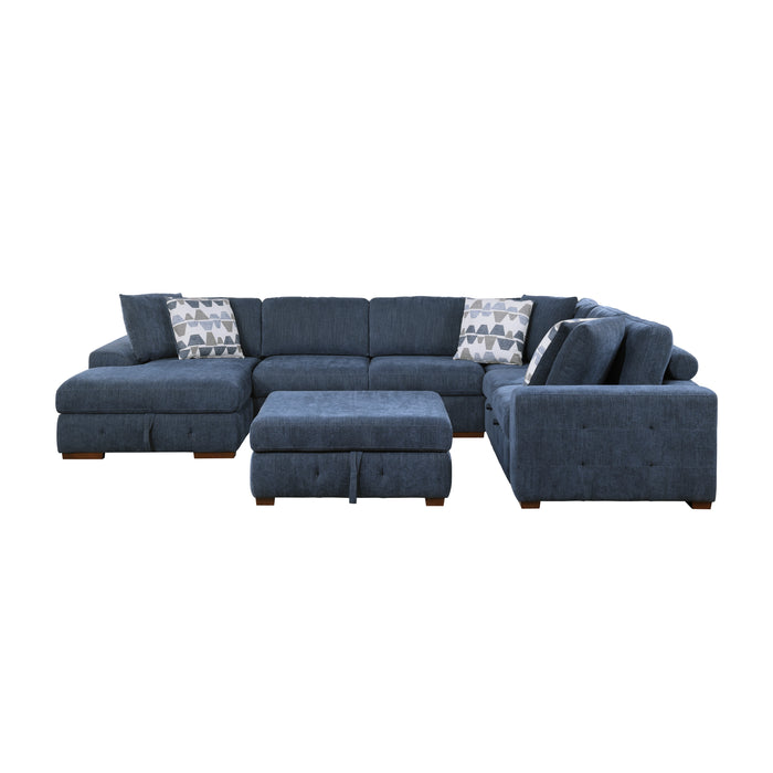 Raife (5)5-Piece Sectional with Left Chaise and Storage Ottoman in Blue - 9624BU*5LC2R - FAMSA Furniture (TX)