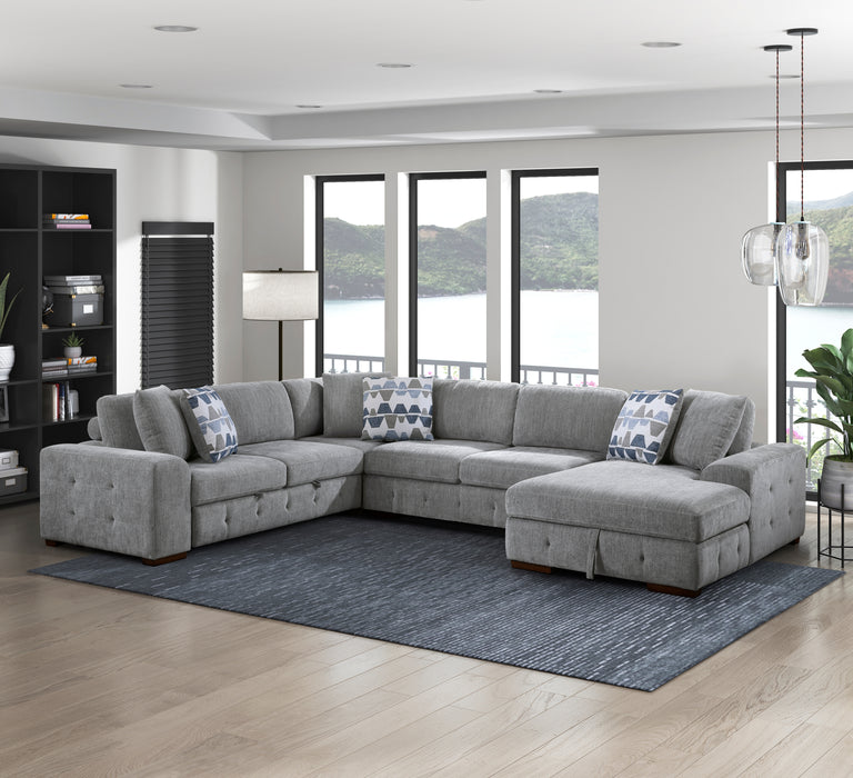 Raife 4-Piece Sectional with Right Chaise in Gray - 9624GY*42LRC - FAMSA Furniture (TX)