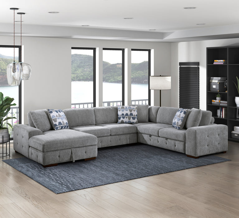 Raife 4-Piece Sectional with Left Chaise in Gray - 9624GY*42RLC - FAMSA Furniture (TX)