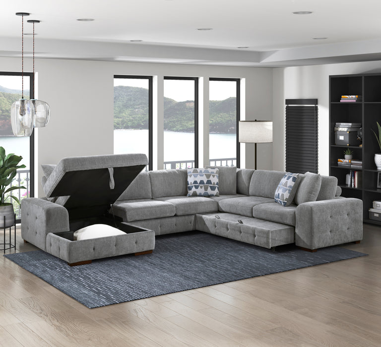 Raife 4-Piece Sectional with Left Chaise in Gray - 9624GY*42RLC - FAMSA Furniture (TX)