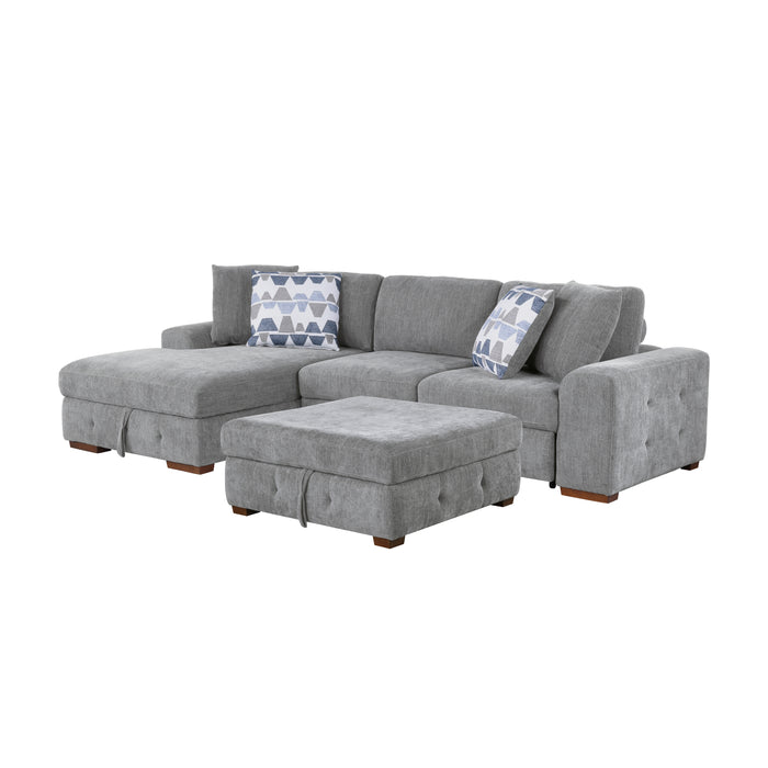 Raife 3-Piece Sectional with Left Chaise and Ottoman in Gray - 9624GY*3LC2R - FAMSA Furniture (TX)