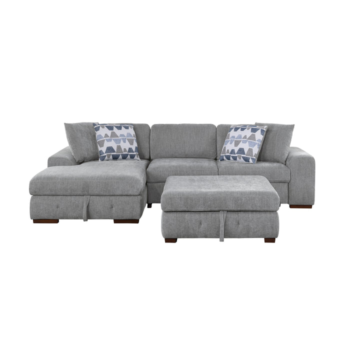 Raife 3-Piece Sectional with Left Chaise and Ottoman in Gray - 9624GY*3LC2R - FAMSA Furniture (TX)