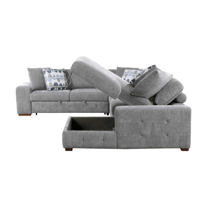 Raife (5)5-Piece Sectional with Right Chaise and Storage Ottoman in Gray - 9624GY*52LRC - FAMSA Furniture (TX)