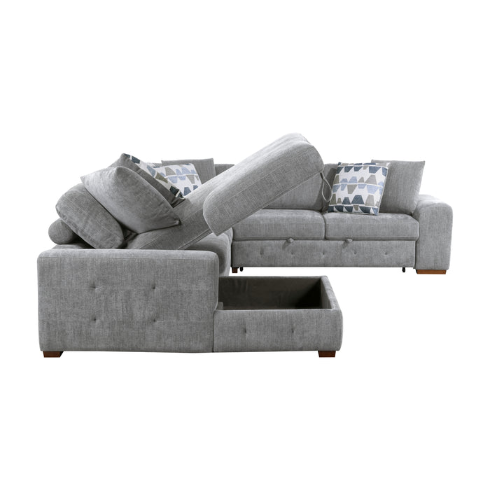 Raife (5)5-Piece Sectional with Left Chaise and Storage Ottoman in Gray - 9624GY*5LC2R - FAMSA Furniture (TX)