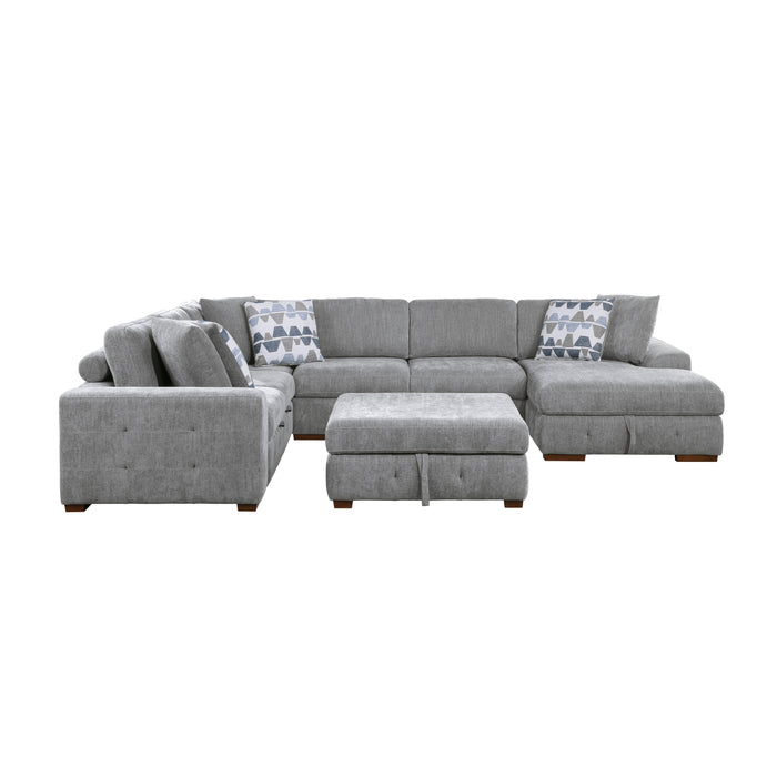 Raife (5)5-Piece Sectional with Right Chaise and Storage Ottoman in Gray - 9624GY*52LRC - FAMSA Furniture (TX)
