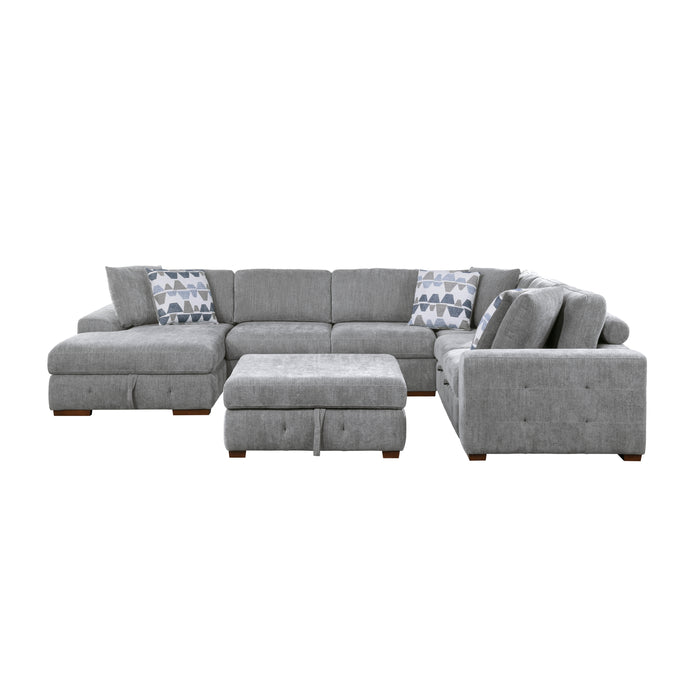 Raife (5)5-Piece Sectional with Left Chaise and Storage Ottoman in Gray - 9624GY*5LC2R - FAMSA Furniture (TX)
