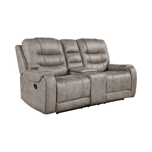 Oberon Double Reclining Loveseat with Center Console in Brown/Gray - 9634GBR-2 - FAMSA Furniture (TX)