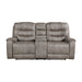 Oberon Double Reclining Loveseat with Center Console in Brown/Gray - 9634GBR-2 - FAMSA Furniture (TX)