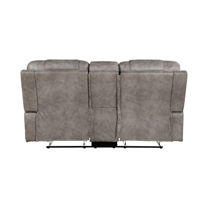 Oberon Double Reclining Loveseat with Center Console in Brown/Gray - 9634GBR-2 - FAMSA Furniture (TX)