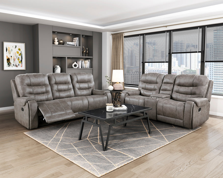 Oberon Double Reclining Sofa in Brown/Gray - 9634GBR-3 - FAMSA Furniture (TX)