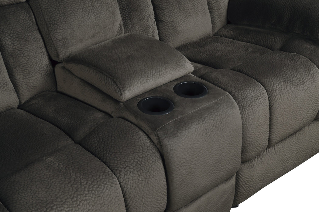 Laurelton Double Glider Reclining Loveseat with Center Console in Brown - 9636-2 - FAMSA Furniture (TX)