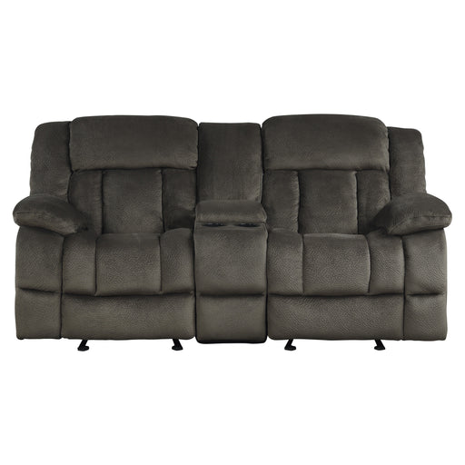 Laurelton Double Glider Reclining Loveseat with Center Console in Brown - 9636-2 - FAMSA Furniture (TX)