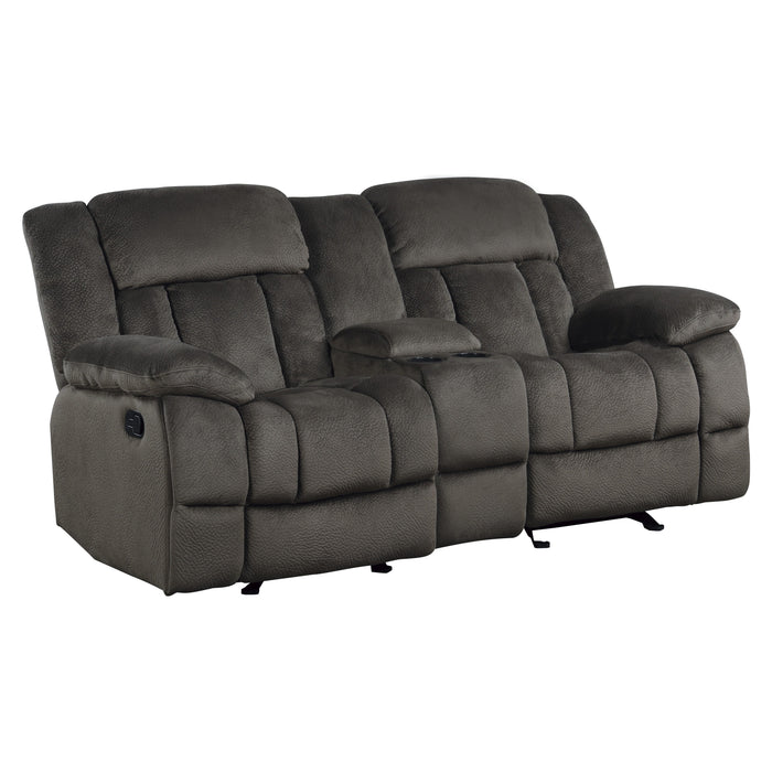 Laurelton Double Glider Reclining Loveseat with Center Console in Brown - 9636-2 - FAMSA Furniture (TX)