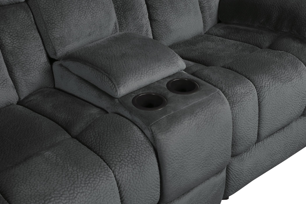 Laurelton Double Glider Reclining Loveseat with Center Console in Gray - 9636CC-2 - FAMSA Furniture (TX)