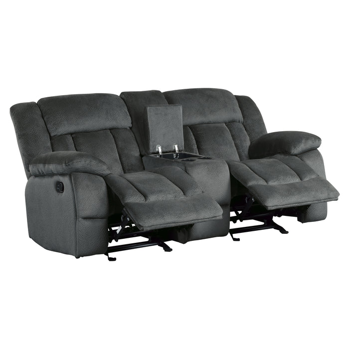 Laurelton Double Glider Reclining Loveseat with Center Console in Gray - 9636CC-2 - FAMSA Furniture (TX)