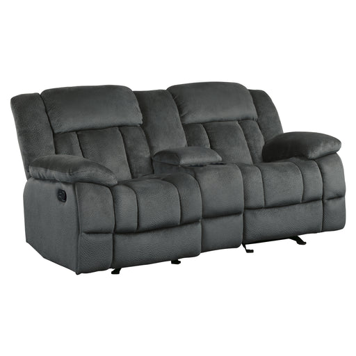 Laurelton Double Glider Reclining Loveseat with Center Console in Gray - 9636CC-2 - FAMSA Furniture (TX)