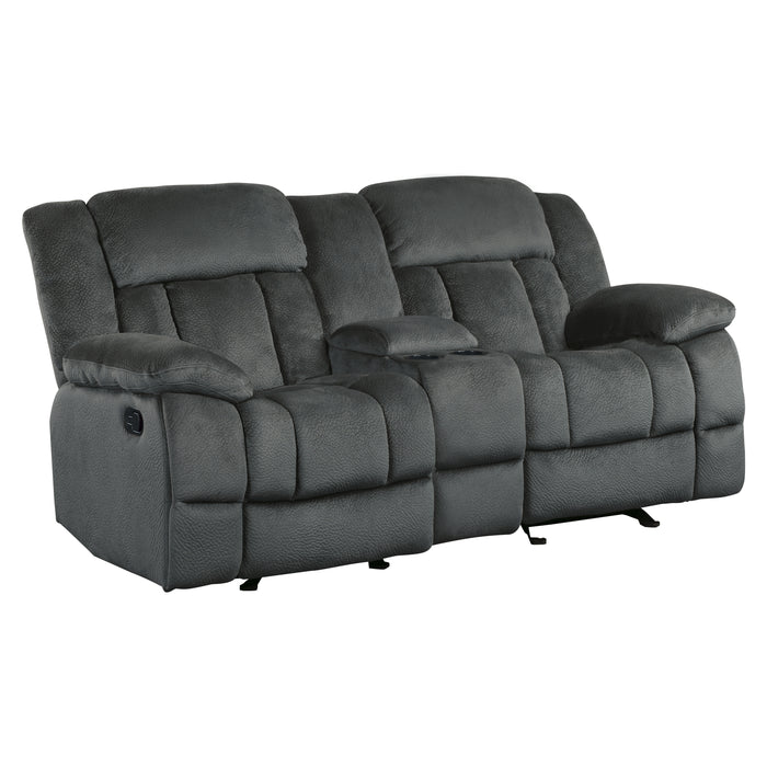 Laurelton Double Glider Reclining Loveseat with Center Console in Gray - 9636CC-2 - FAMSA Furniture (TX)