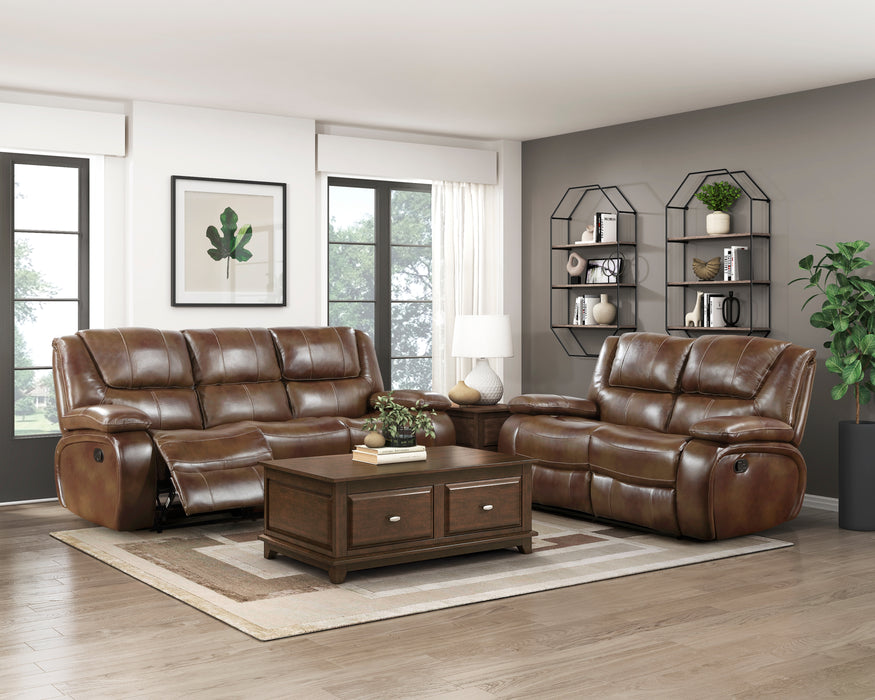 Ellicott Double Reclining Loveseat in Brown - 9639BR-2 - FAMSA Furniture (TX)