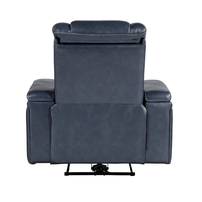 Keziah Power Reclining Chair with Power Headrest and Storage Arms in Blue - 9640BU-1PWH - FAMSA Furniture (TX)