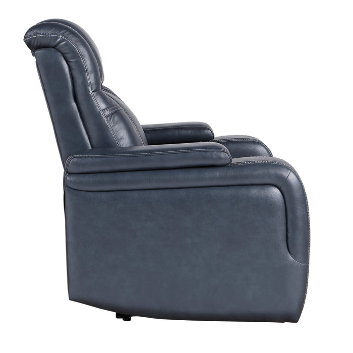 Keziah Power Reclining Chair with Power Headrest and Storage Arms in Blue - 9640BU-1PWH - FAMSA Furniture (TX)