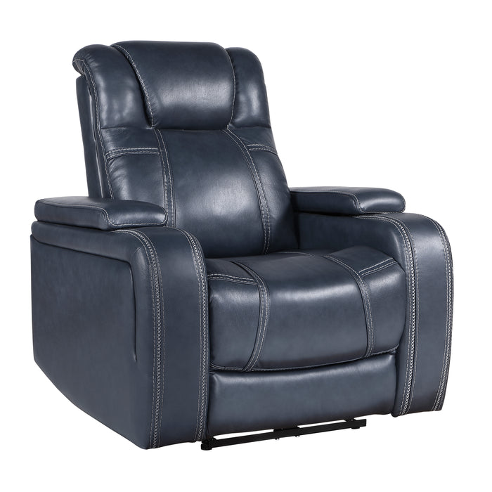 Keziah Power Reclining Chair with Power Headrest and Storage Arms in Blue - 9640BU-1PWH - FAMSA Furniture (TX)