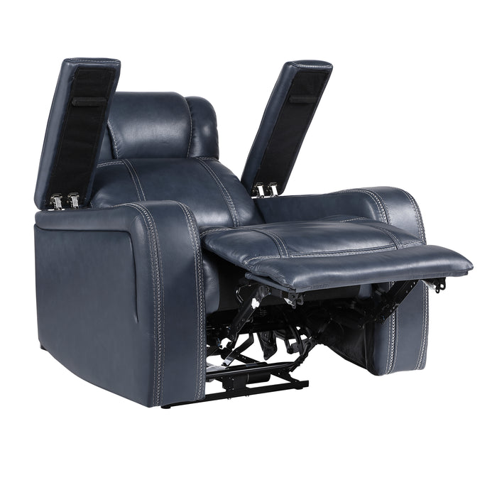 Keziah Power Reclining Chair with Power Headrest and Storage Arms in Blue - 9640BU-1PWH - FAMSA Furniture (TX)
