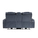 Keziah Power Double Reclining Loveseat with Center Console, Power Headrests and Storage Arms in Blue - 9640BU-2PWH - FAMSA Furniture (TX)