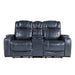 Keziah Power Double Reclining Loveseat with Center Console, Power Headrests and Storage Arms in Blue - 9640BU-2PWH - FAMSA Furniture (TX)