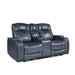 Keziah Power Double Reclining Loveseat with Center Console, Power Headrests and Storage Arms in Blue - 9640BU-2PWH - FAMSA Furniture (TX)