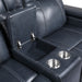 Keziah Power Double Reclining Loveseat with Center Console, Power Headrests and Storage Arms in Blue - 9640BU-2PWH - FAMSA Furniture (TX)