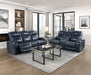 Keziah Power Double Reclining Sofa with Power Headrests and Storage Arms in Blue - 9640BU-3PWH - FAMSA Furniture (TX)