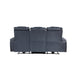 Keziah Power Double Reclining Sofa with Power Headrests and Storage Arms in Blue - 9640BU-3PWH - FAMSA Furniture (TX)