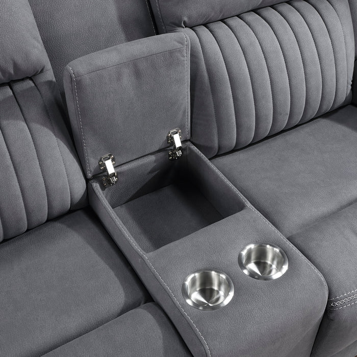 Dean Double Reclining Loveseat with Center Console in Gray - 9646GY-2 - FAMSA Furniture (TX)
