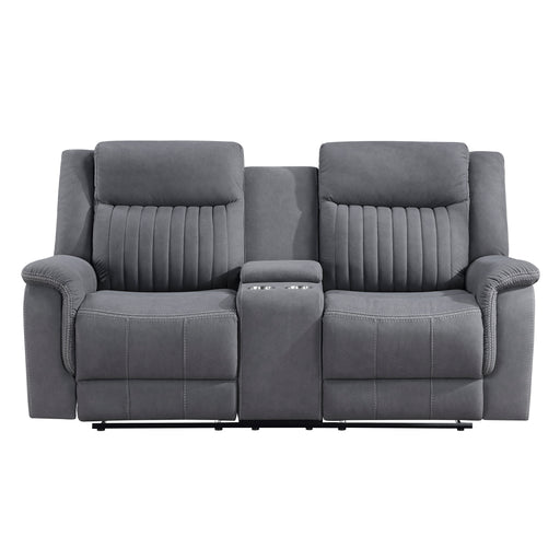 Dean Double Reclining Loveseat with Center Console in Gray - 9646GY-2 - FAMSA Furniture (TX)