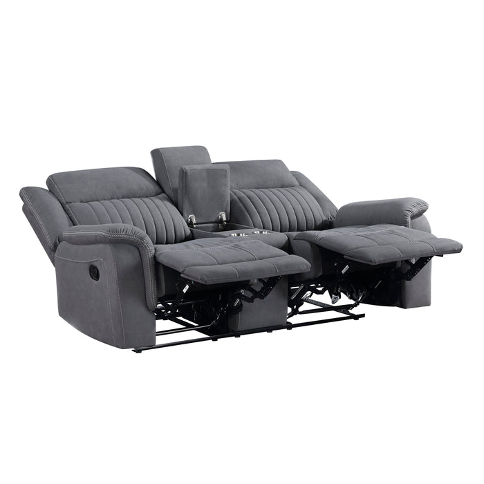 Dean Double Reclining Loveseat with Center Console in Gray - 9646GY-2 - FAMSA Furniture (TX)