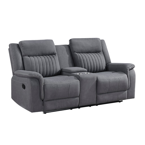 Dean Double Reclining Loveseat with Center Console in Gray - 9646GY-2 - FAMSA Furniture (TX)